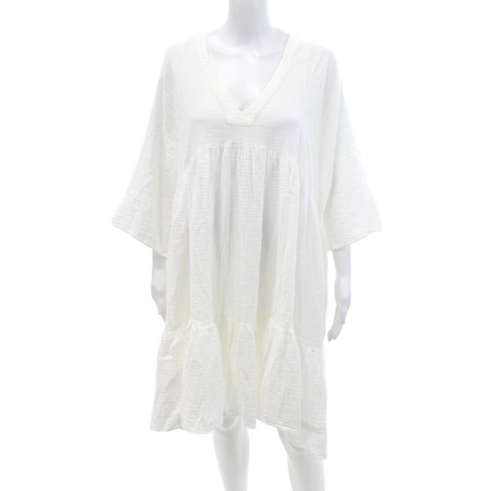 9seed Womens Marbella Ruffle Dress - White Size M/L